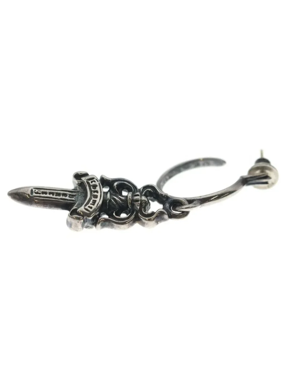 Chrome Hearts No5 Dagger 5 Hoop Earrings Silver
